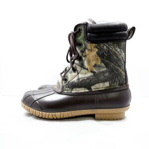 Explorers Camo Canvas & Brown Rubber Insulated Steel Shank Winter Boots Men's 7